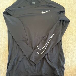 Nike Men's Black Long Sleeve Tee with White Accents